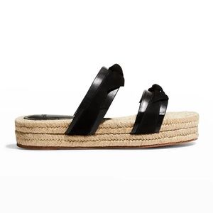 Alexandre Birman Clarita Mixed Leather Espadrille Sandals Black EUR 38.5 US 8.5